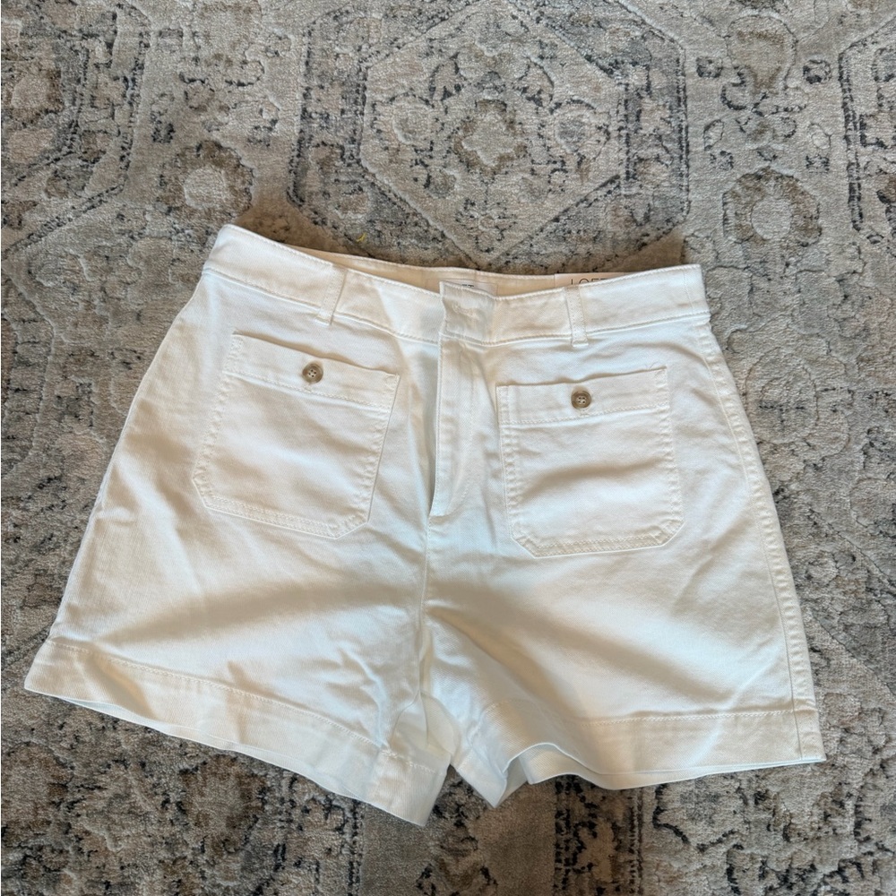 LOFT White High-Waist Back-Pocket Shorts